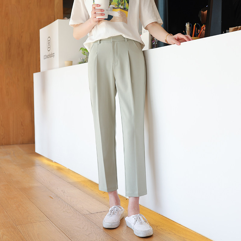 青柠绿 - 清透夏季休闲九分裤宽松直筒西裤cec老爹宽松裤子女牛油