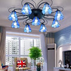 欧式地中海客厅吸顶灯现代简约卧室灯艺术玻璃创意铁艺灯饰灯具