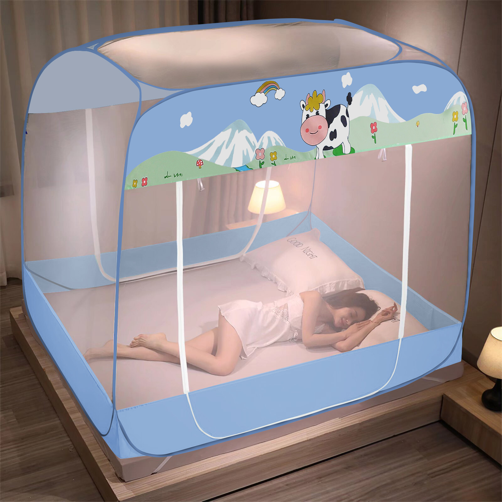 蚊帐家用2024新款免安装防摔儿童帐篷可折叠蒙古包防蚊婴儿防掉床
