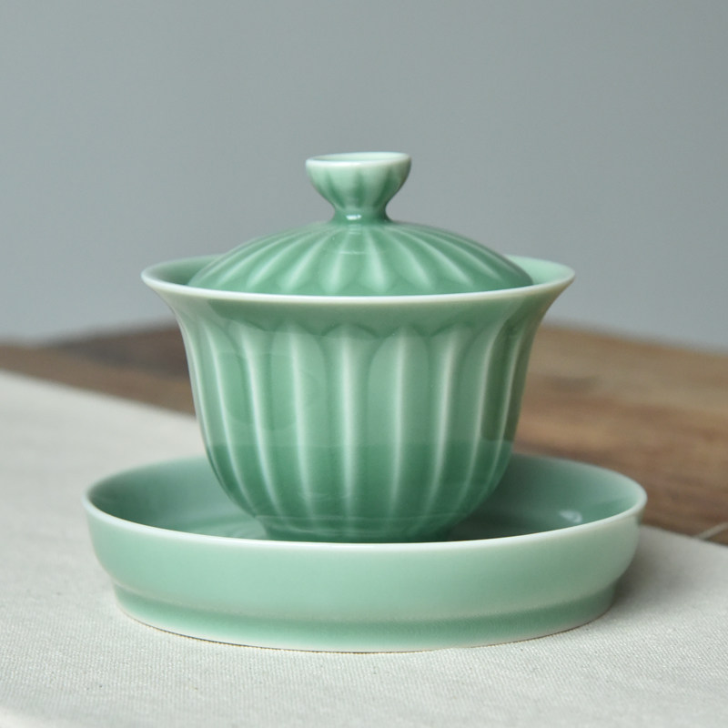 大号龙泉青瓷纯手工茶杯大容量陶瓷大茶杯带盖超大办公老板杯