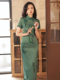 老上海旗袍高级感复古风绿色素雅年轻款少女2024新款夏洋气连衣裙