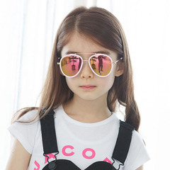 儿童眼镜时尚潮流金属宝宝款太阳镜 防紫外线蛤蟆太阳镜