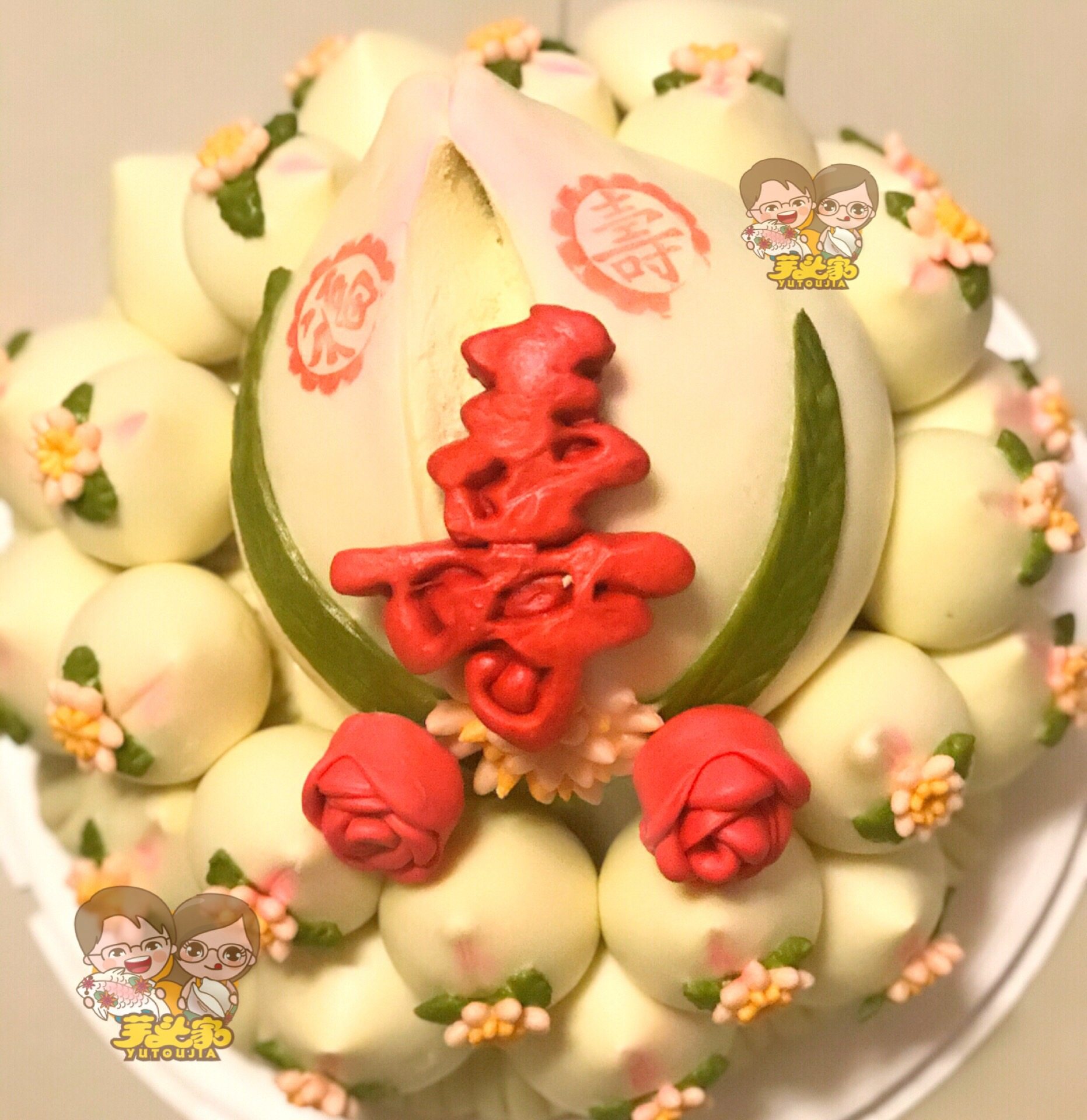 胶东花饽饽馍馍老人生日礼物寿桃馒头蛋糕面点纯手工花馒头礼品