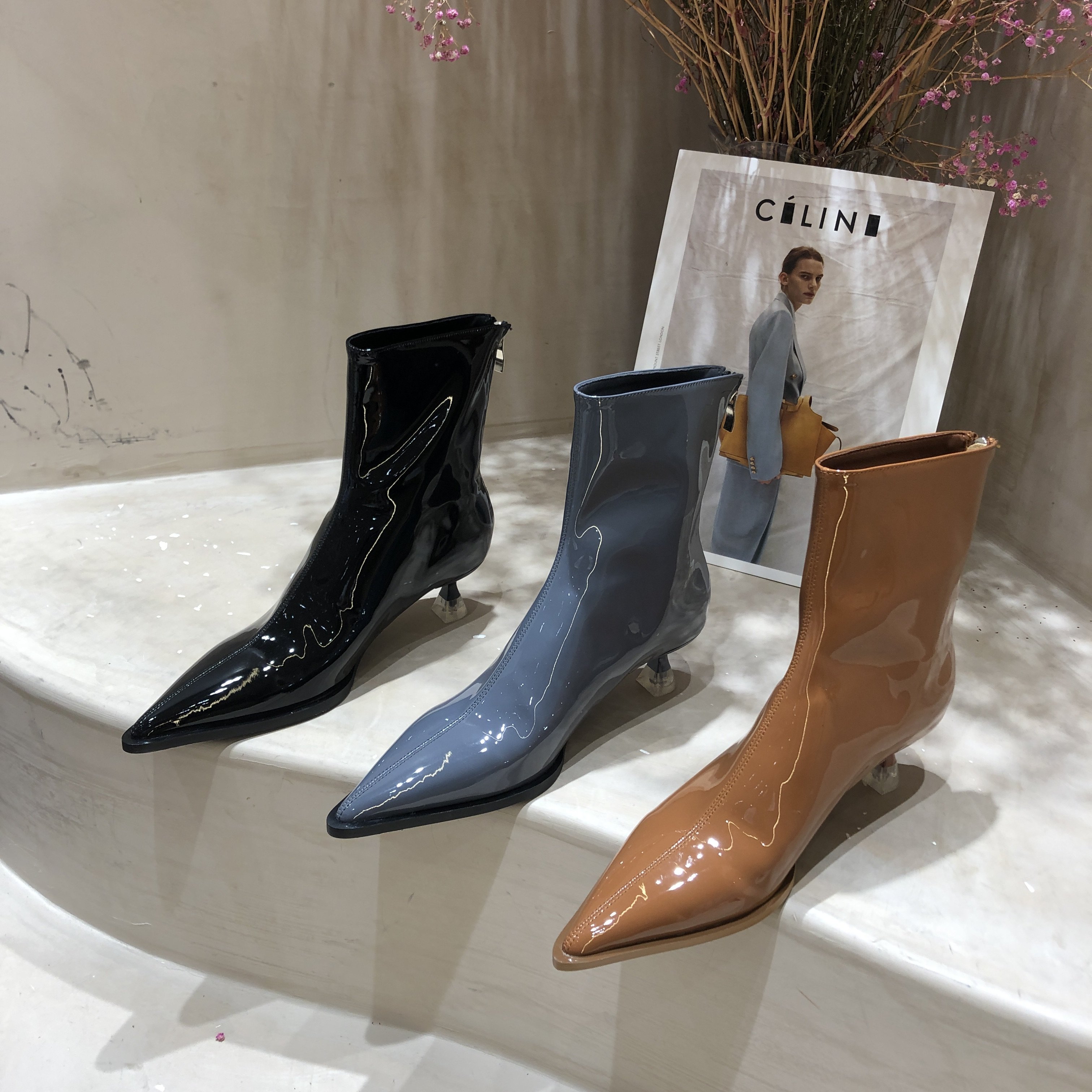 漆皮短靴女2020年新款