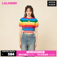 LALABOBO春季新品可爱时尚彩虹短袖套头针织线衫|LBCB-WSTM18