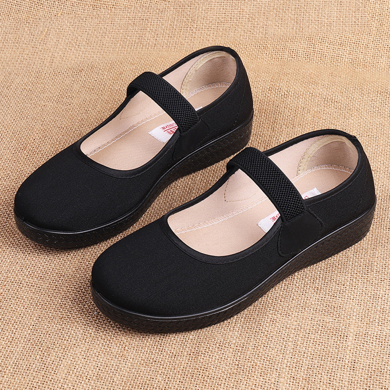 老北京布鞋女黑布鞋酒店工作鞋中老年老太太舞蹈鞋软底防滑老人鞋