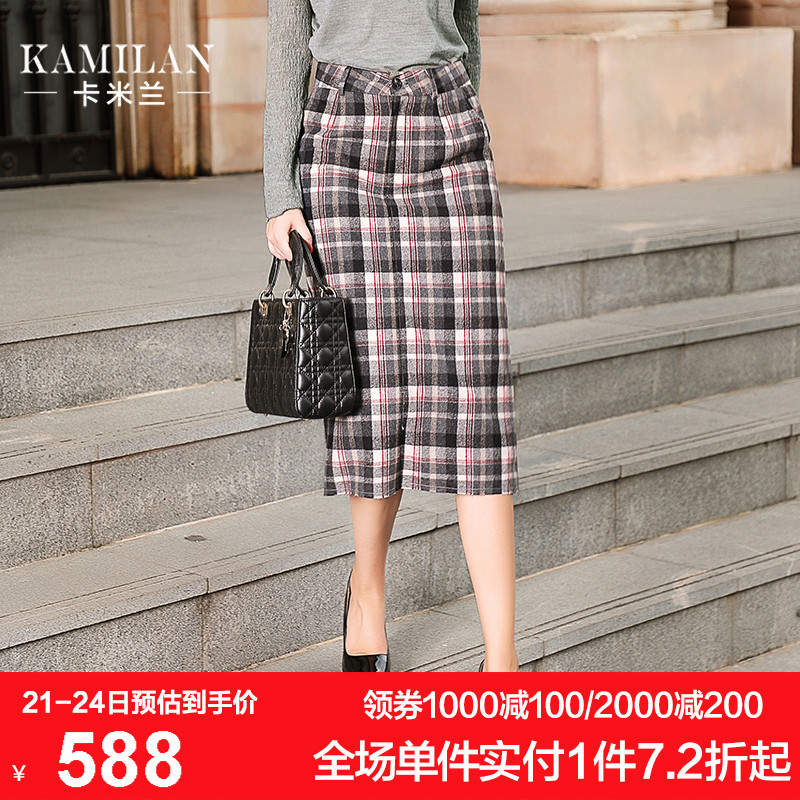 KAMILAN 卡米兰2018冬季新款高腰格纹半身裙女时尚百搭包臀裙在类目 女装/女士精品, 半身裙中 - 来自Buy2taobao.com提供专业的淘宝代购服务
