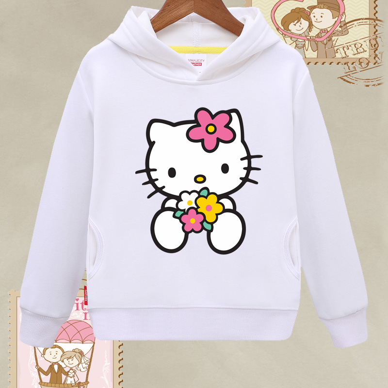 hello kitty童装凯蒂猫哈喽kitty衣服女宝宝女童加绒卫衣白色上衣