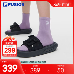 FILA FUSION斐乐潮牌女鞋ZIP UP SLIPPER拖鞋2024夏新款运动凉拖