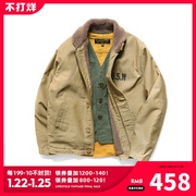 LifeCycle autumn and winter re-engraved N1 thickened deck suit jacket retro military plus velvet jacket khaki national tide N-1