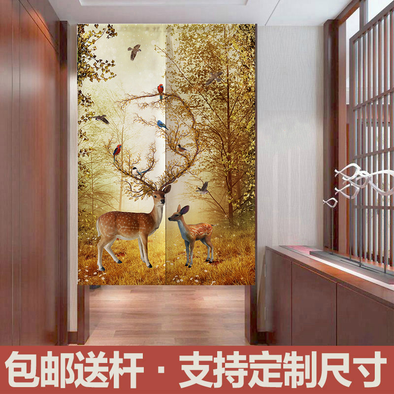 北欧布艺清新门帘布艺定制客厅玄关过道隔断玄关卧室装饰挂画帘