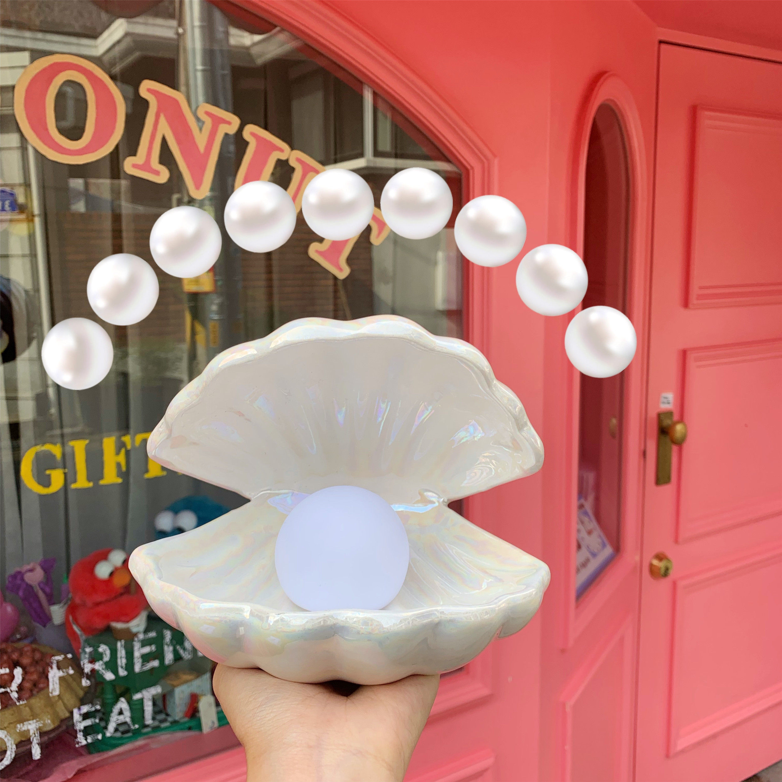 一折阿梦_阿花花酱陶瓷贝壳灯韩国ins可爱少女心梦幻人鱼仙女贝壳灯