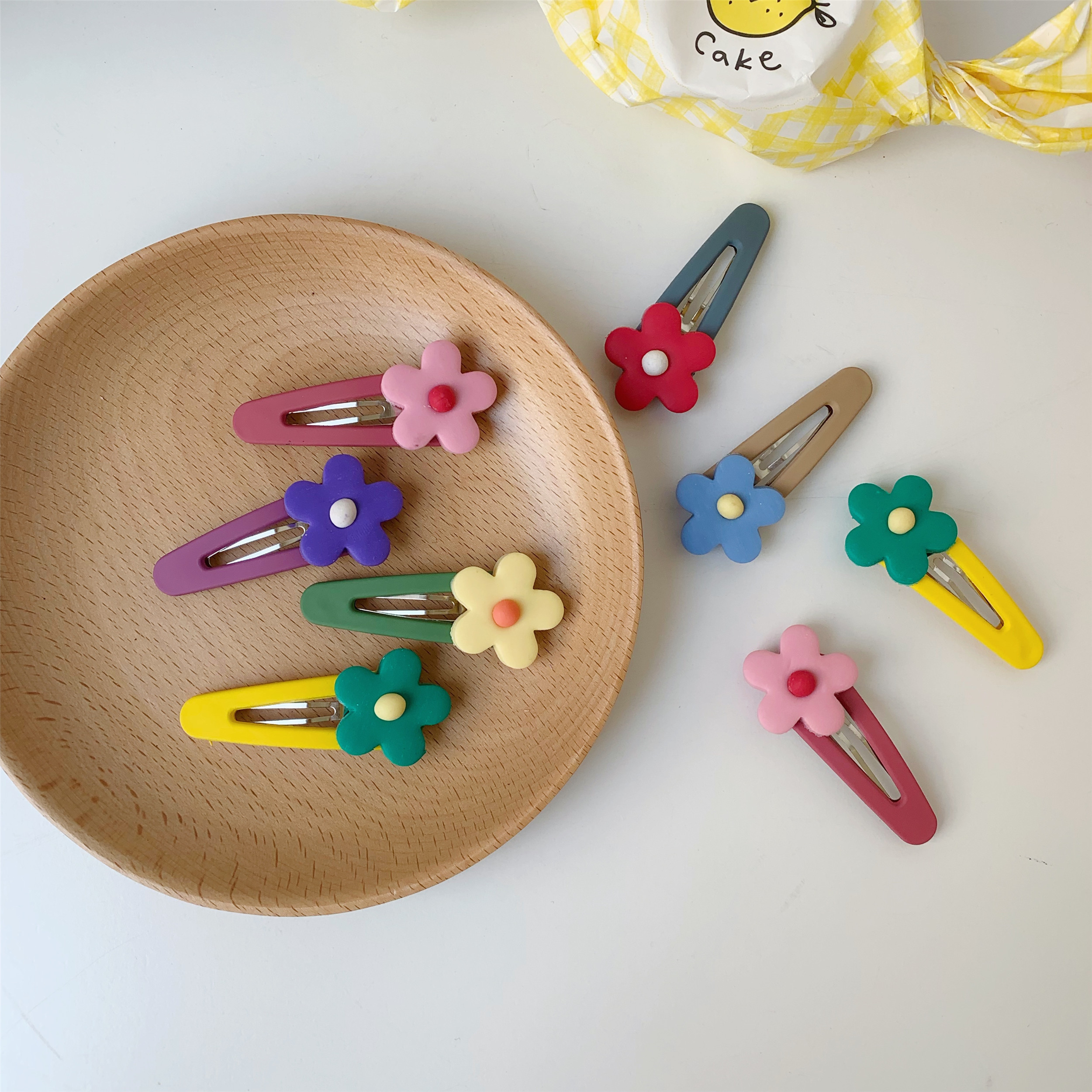 一折鸭嘴夹diy_泫雅花朵可爱发夹女韩国ins少女儿童diy刘海夹边夹bb夹