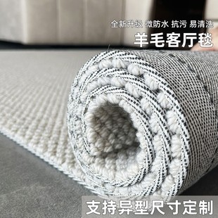 原色羊毛地毯轻奢卧室客厅地毯高级感极简风家用满铺定制2024新款