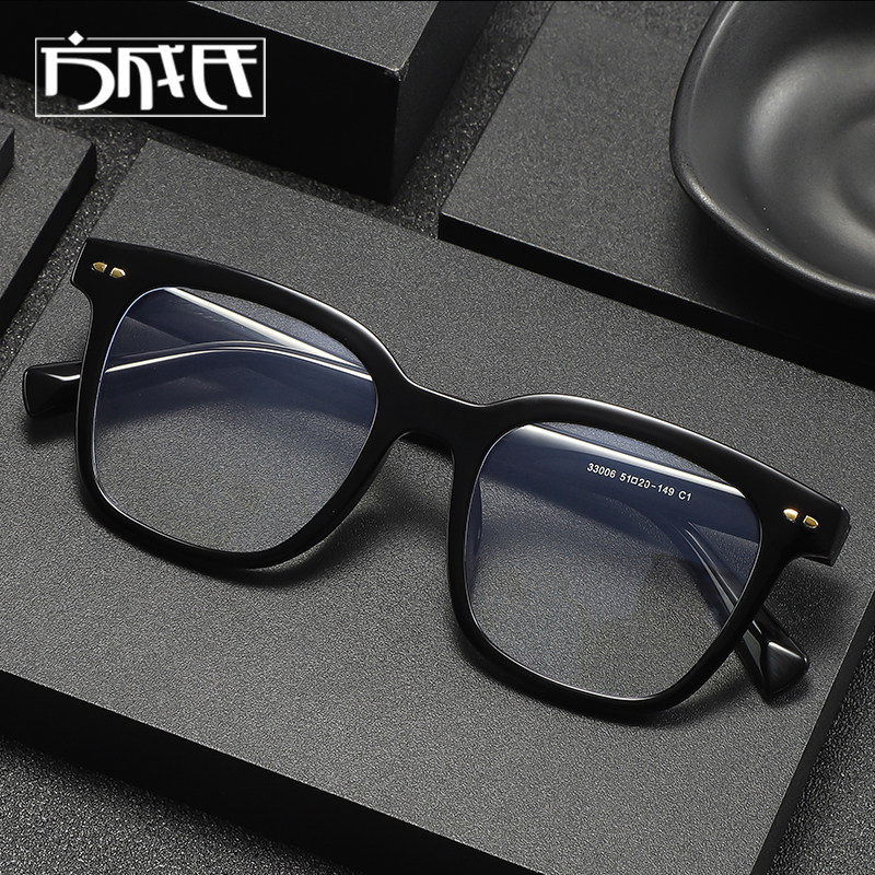 现货锯齿圆意大利进口圆形粗框眼镜架小框个性夸张磨砂板材黑框