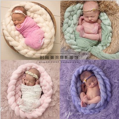 儿童摄影服装新款宝宝拍照毯子影楼婴儿欧式百天背景麻花辫子毯
