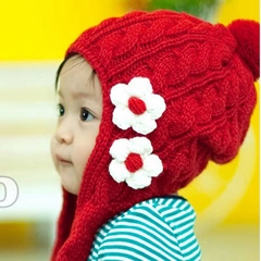 韩国版婴儿帽子男女儿童护耳帽宝宝帽子秋冬毛线帽公主针织帽包邮