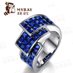 米莱珠宝 3.35克拉天然斯里兰卡蓝宝石戒指 男女款戒指 彩色宝石