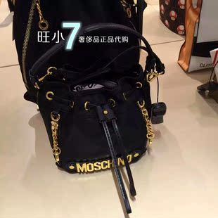 lv老花水桶包內裡無logo 意大利折扣正品Moschino莫斯奇諾LOGO金標水桶包斜挎包國內現貨 花水桶包