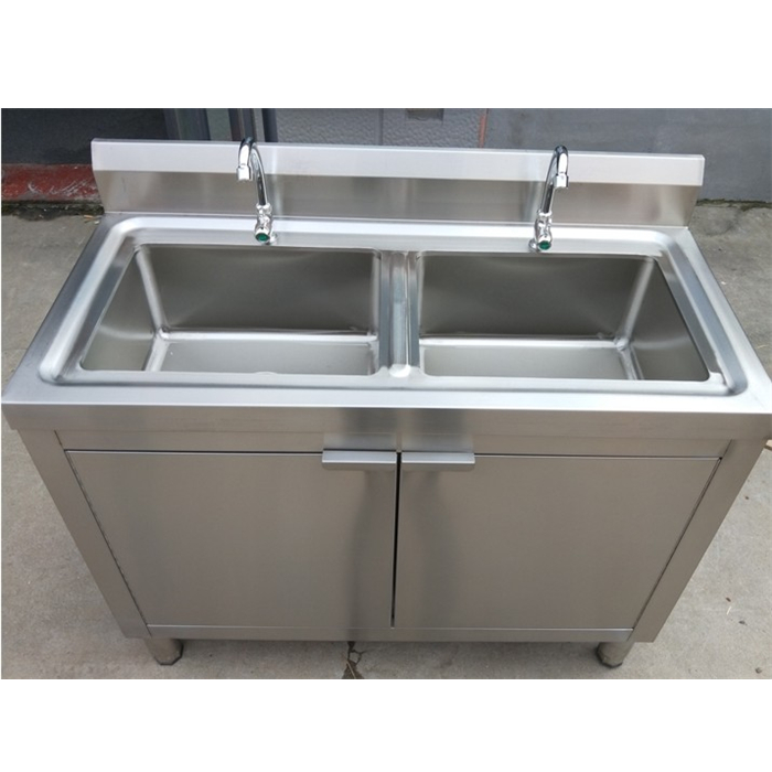 一体304不锈钢水池柜单槽双池洗菜盆洗碗池消毒池饭店厨房水槽柜