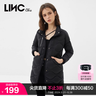 LINCCHIC金羽杰羽绒服女衬衫式中长款轻薄羽绒服女外套Y21806044