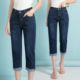 八分牛仔裤女2024年夏季新款高腰宽松大码小个子窄版直筒七分裤子