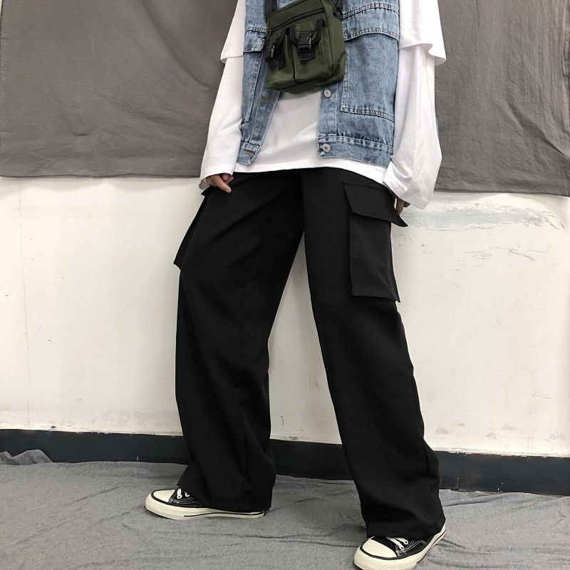 韩版休闲直筒工装裤女学生原宿风复古大口袋宽松百搭阔腿长裤子潮|msdalam kategori Butik wanita / wanita, seluar, seluar santai - dari Buy2taobao.com untuk memberikan perkhidmatan ejen Taobao profesional membeli