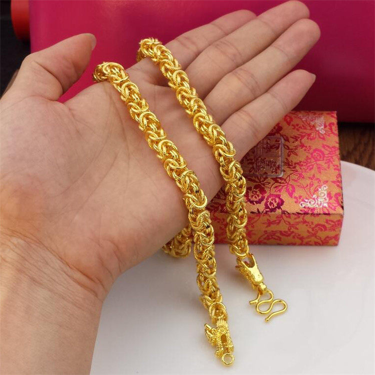 镀 黄金龙头项链男新款沙金项链24k龙头链越南金久不褪色欧币饰品