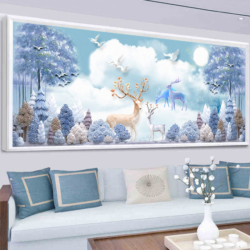 2021新款十字绣客厅满绣手工踏祥神鹿卧室纯美线绣2022刺绣