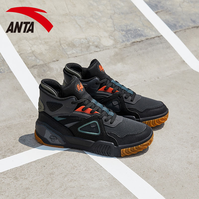 安踏烈焰男鞋高帮板鞋男冬季黑色休闲鞋官网旗舰正品男士运动鞋子