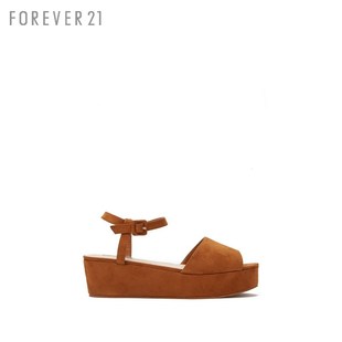 burberry仿品 仿麂皮坡跟厚底松糕鞋涼鞋 Forever21 burberry高仿包