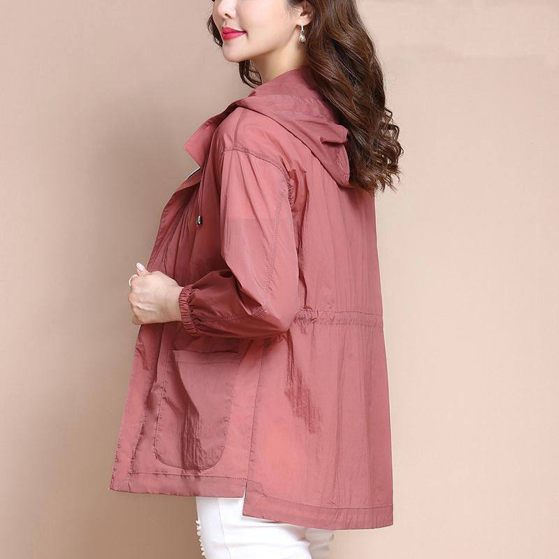防晒衣女中长款2022春秋女士带帽宽松百搭洋气妈妈风衣防晒薄外套