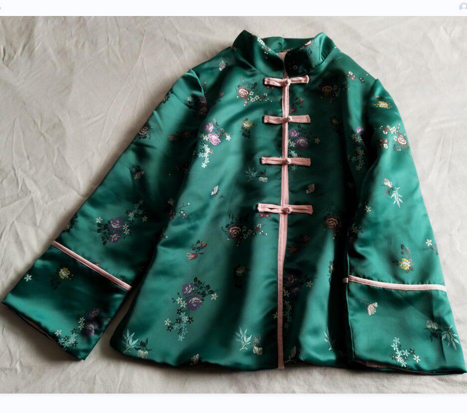 清仓春秋款大码立领中式复古盘扣开衫外套女缎面汉服中国风褂子