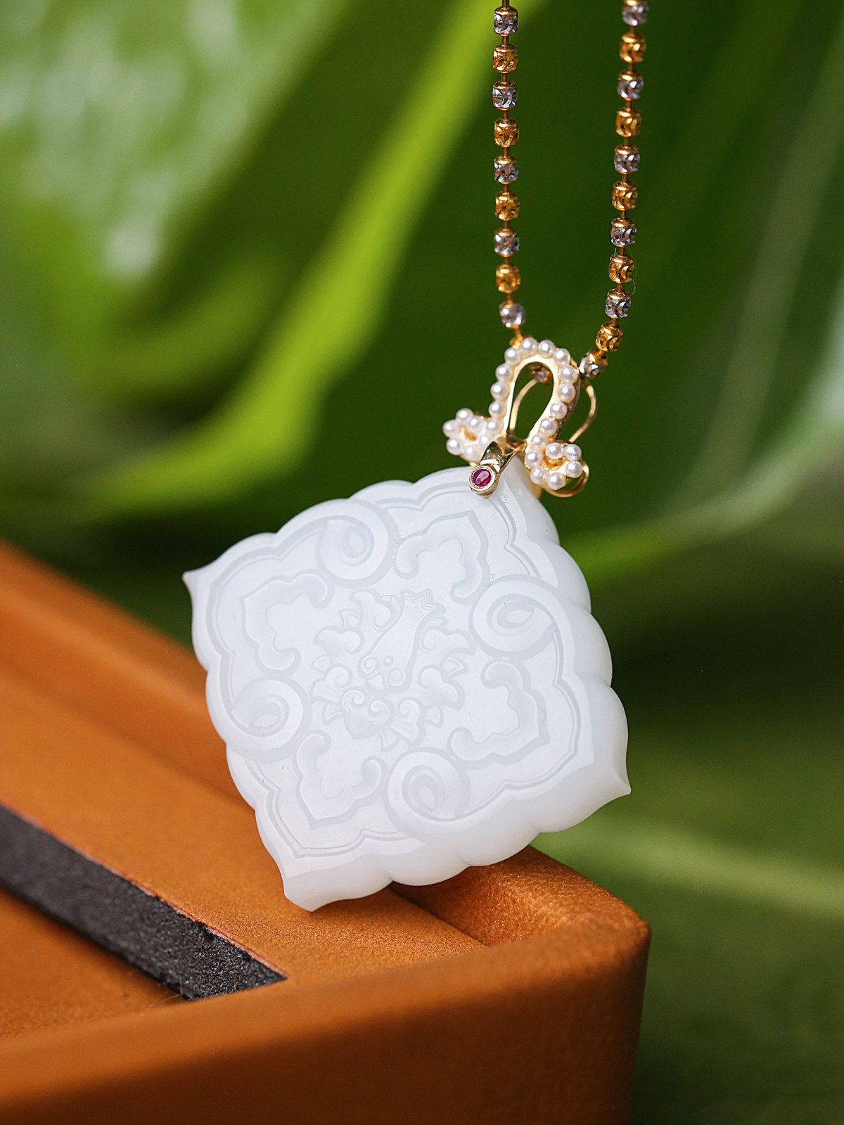 玉哥原创·风入松·美了千年的经典宝相花系列 和田玉吊坠羊脂玉