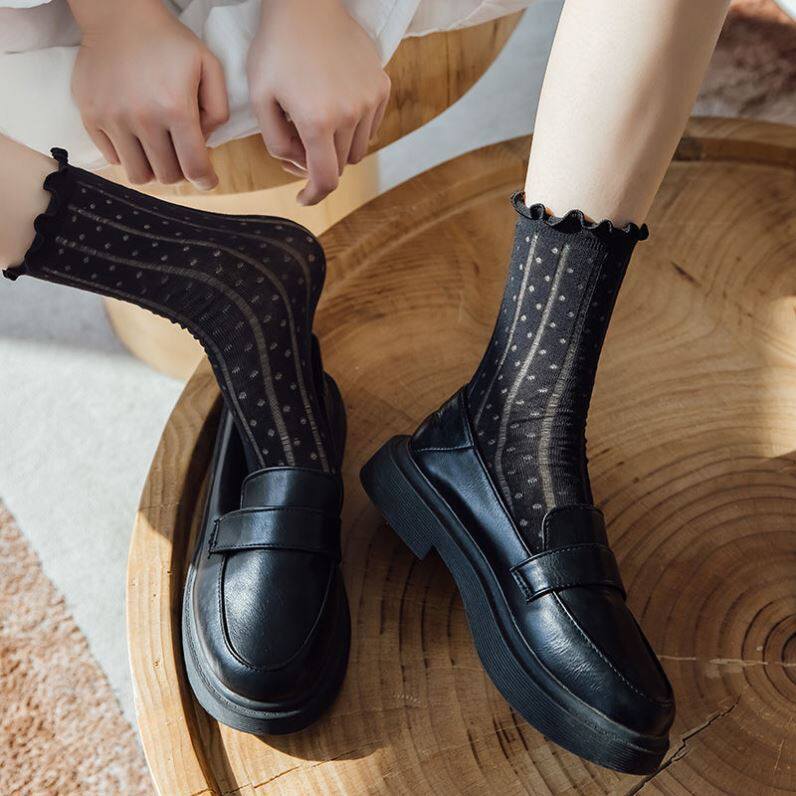 袜子女中筒袜外穿潮ins蕾丝