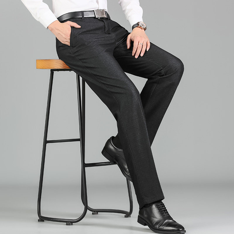 春秋冬季中老年男士nans酉裤带拉锁裤兜口袋有拉链宽松西裤xiku.