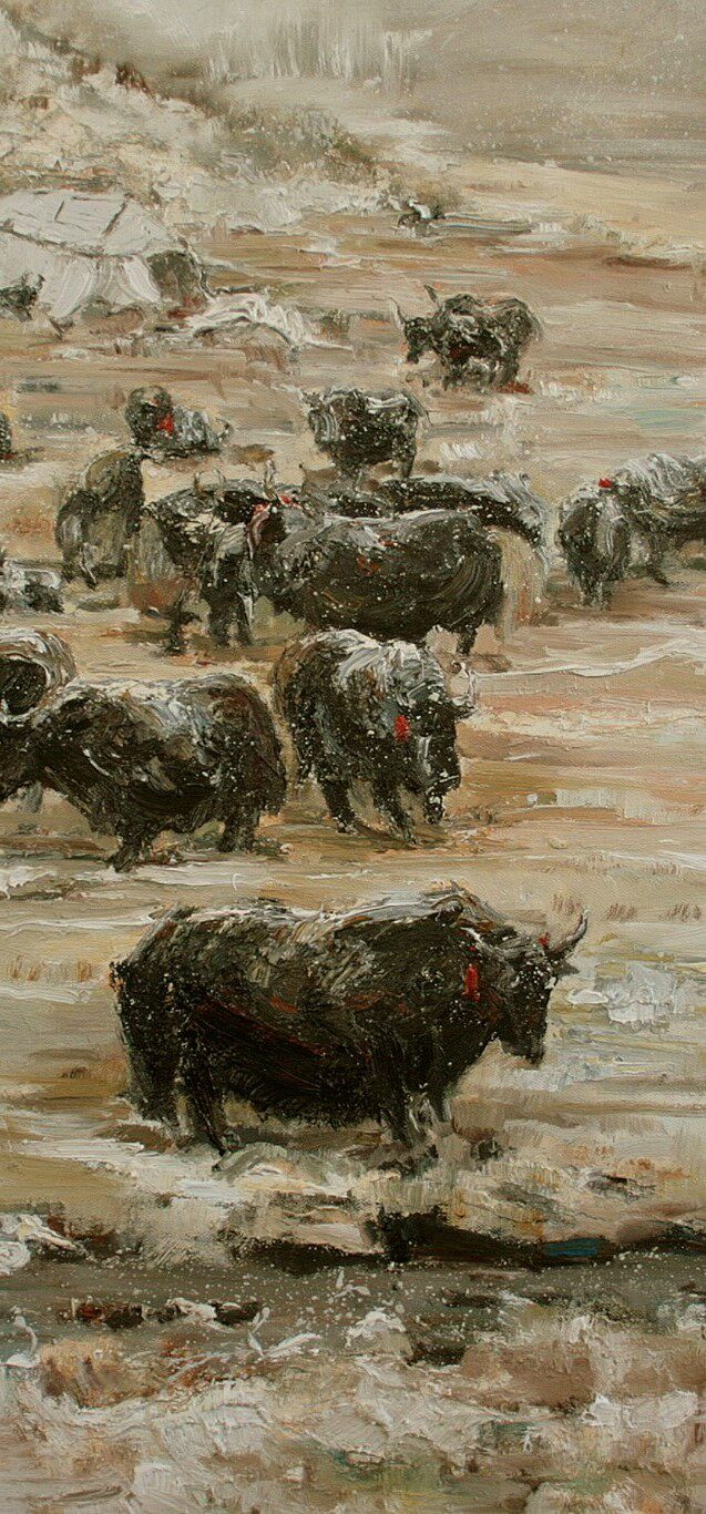 杭州美协 | 青年油画家:张海英 油画作品:《雪域牦牛之一》