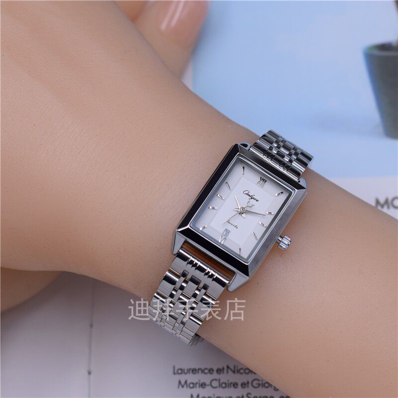 简言的夏冬万茜同款手表女 休闲日历方形时尚女式 气质白领防水表