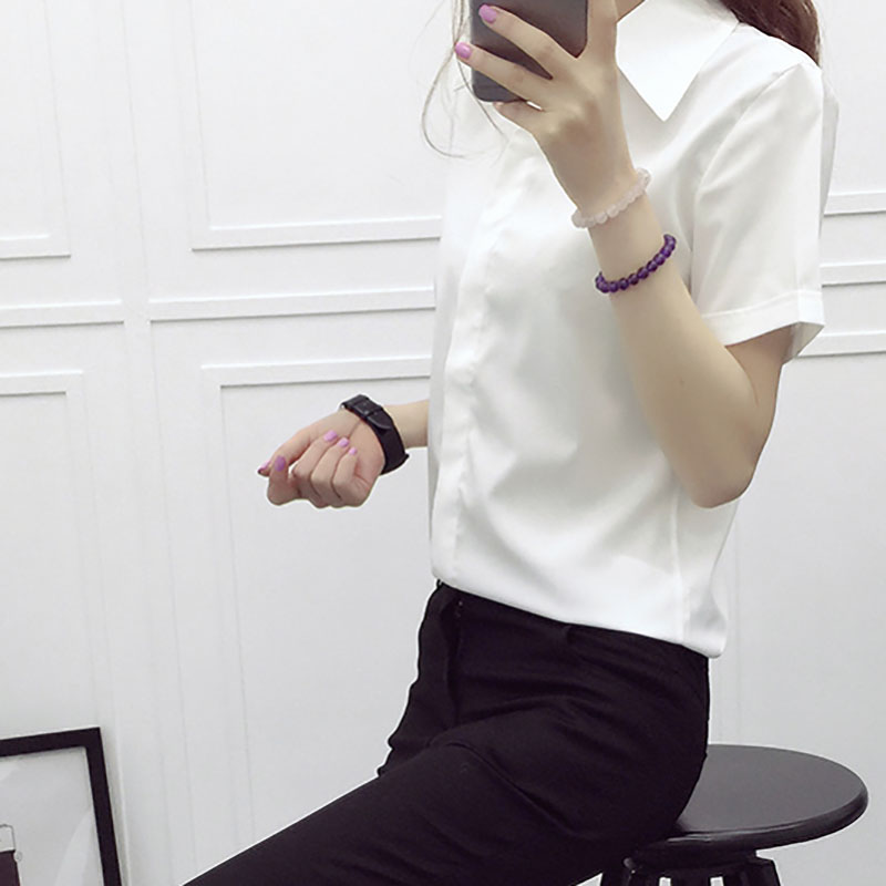 女性上班族女款夏白黑色工作装大码工装衬衫白衬衫女女生短袖学生|ruв категории Женская одежда, рубашка - от Buy2taobao.com для оказания профессиональной услуги покупки агента Taobao