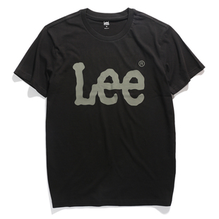 Lee男装正品纯棉黑色印胶大LOGO短袖T恤体恤衫大码男L396023RXK11