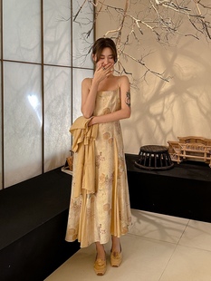 Zoe Jean新中式国风优雅清冷感气质印花复古两件套连衣裙高级感女