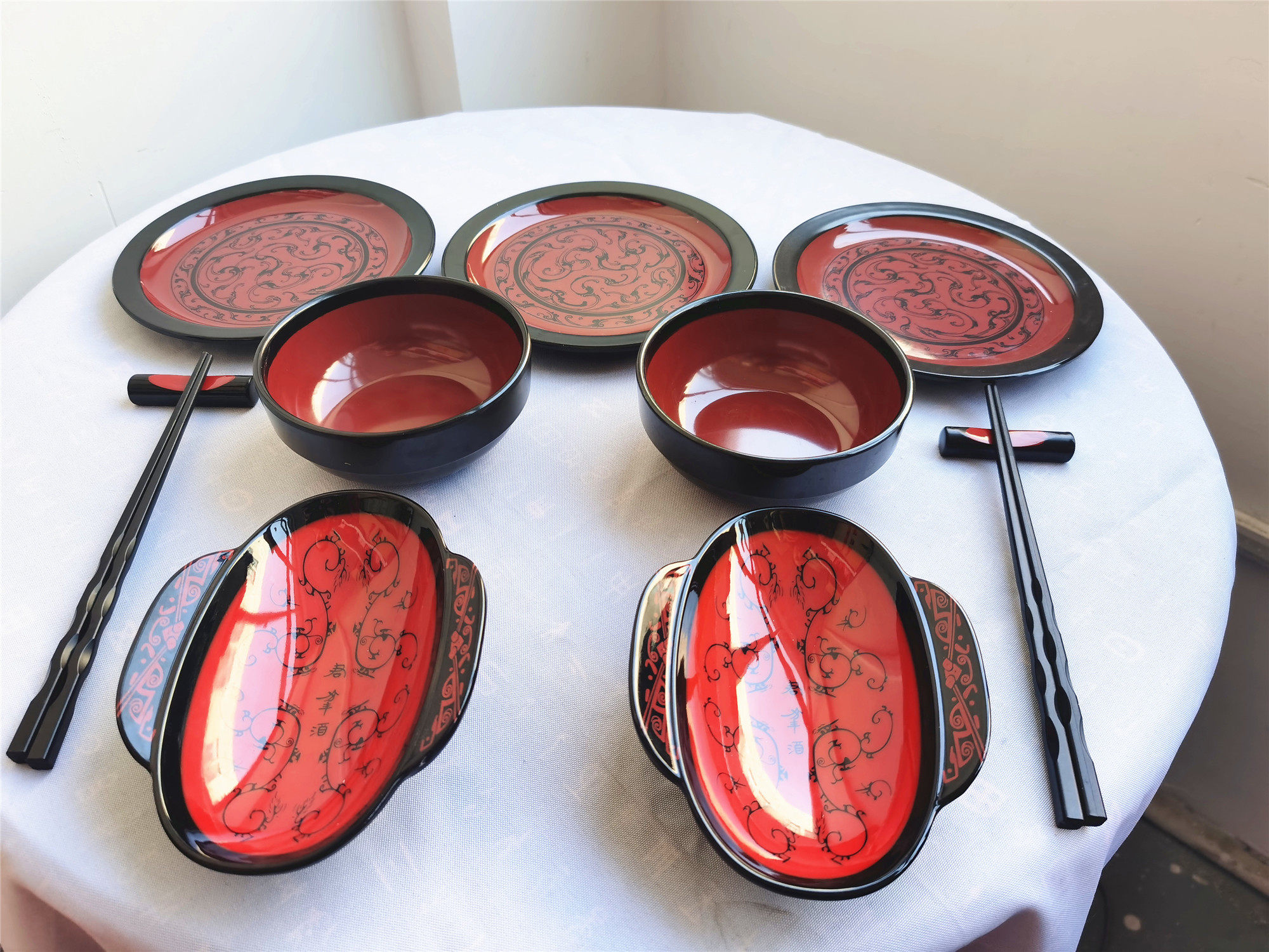 锦绣坊中式新传统周制汉唐婚礼用品同牢器皿雕花复古餐具盘碗道具