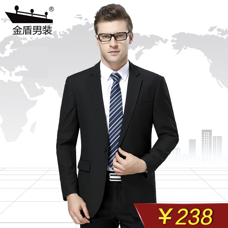 春秋季金盾男装单西服商务休闲职业正装中青年大码品牌男西服外套