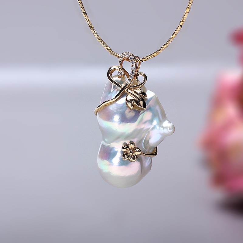 巴洛克珍珠吊坠超大异形珍珠炫彩强光高品质异形珠K金镶孤品多款