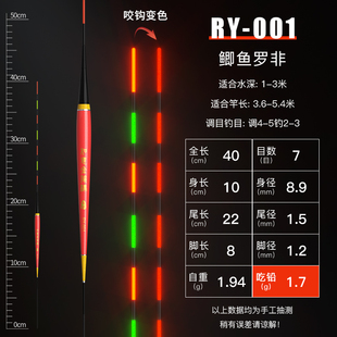 罗非夜光漂日夜两用咬钩变色高灵敏短脚长身电子漂底钓轻口鲫鱼漂