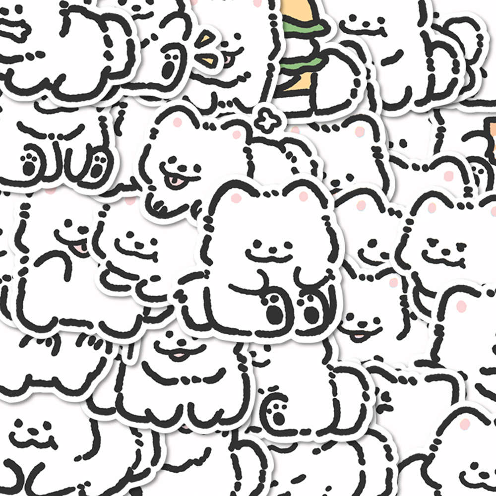 100张卡通可爱小狗豆豆个性小贴纸超可爱小狗狗手账素材贴画防水