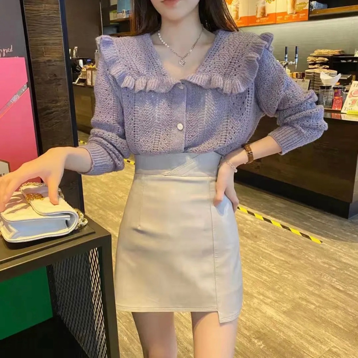 aimistyle 慵懒风娃娃领毛衣外套女2021秋冬新款镂空外搭针织开衫在类目 女装/女士精品, 毛衣中 - 来自Buy2taobao.com提供专业的淘宝代购服务