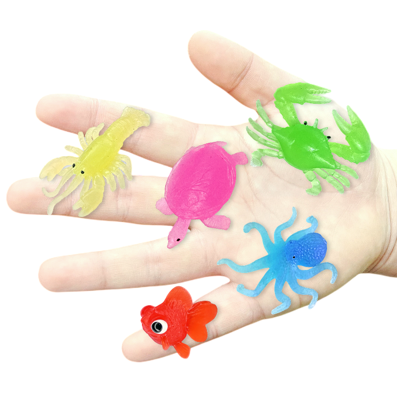 软胶仿真迷你小金鱼缸装饰龙虾螃蟹海龟章鱼虾可漂浮儿童戏水玩具
