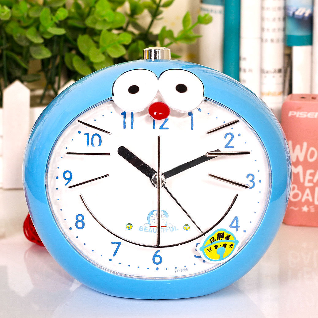 多功能卡通静音闹钟机器猫可爱学生小闹钟儿童懒人床头叮当猫闹表