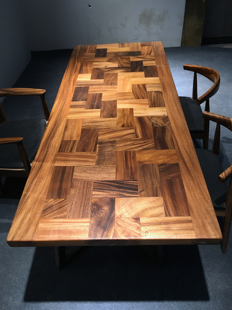 南美胡桃木实木大板桌设计师创意工作台办公桌工业风简约茶几餐桌_不